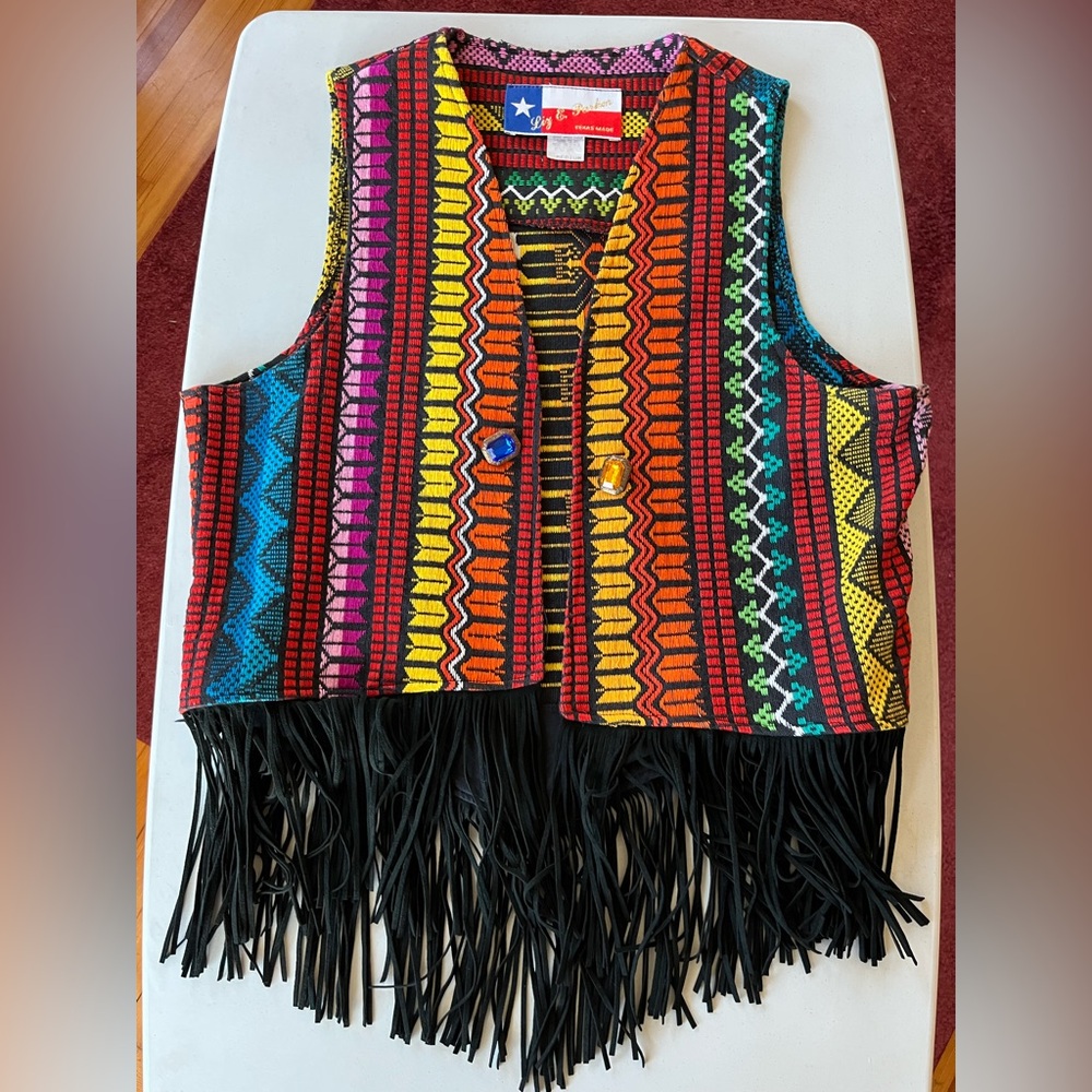 Vintage Liz E Parker Texas Made Fringe Vest